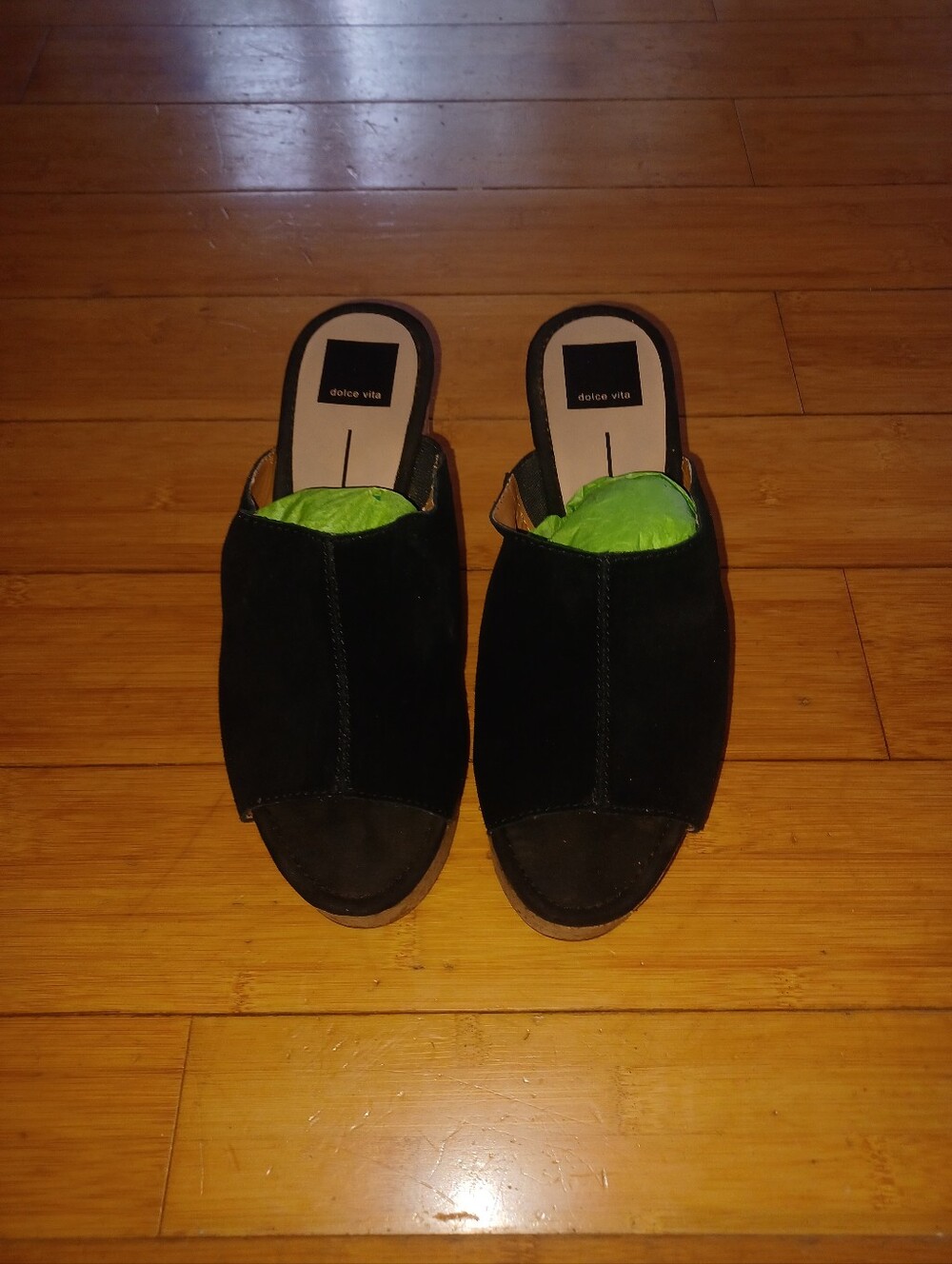 Dolce Vita Black Open-Toe Suede Slip-On Loafers